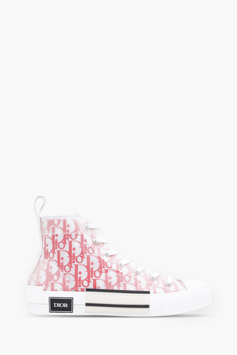 CHRISTIAN DIOR B23 Oblique High Top Sneakers in White/Red 0