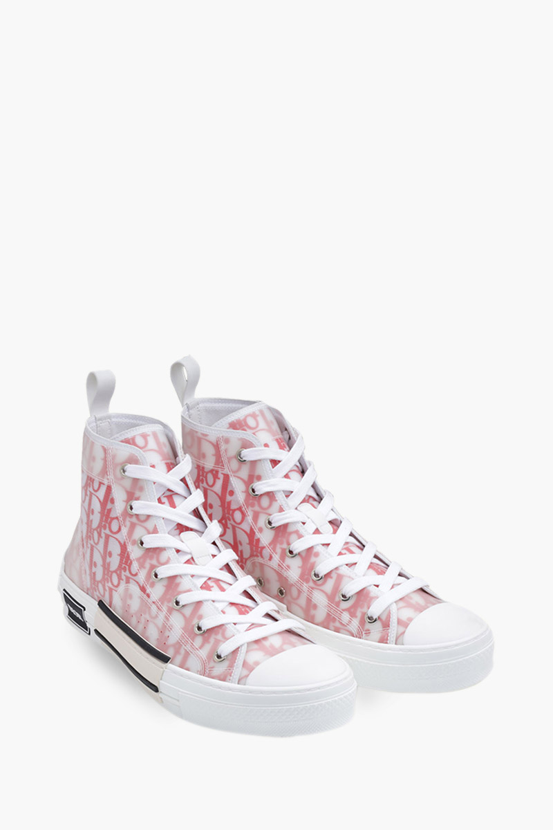 CHRISTIAN DIOR B23 Oblique High Top Sneakers in White/Red 1