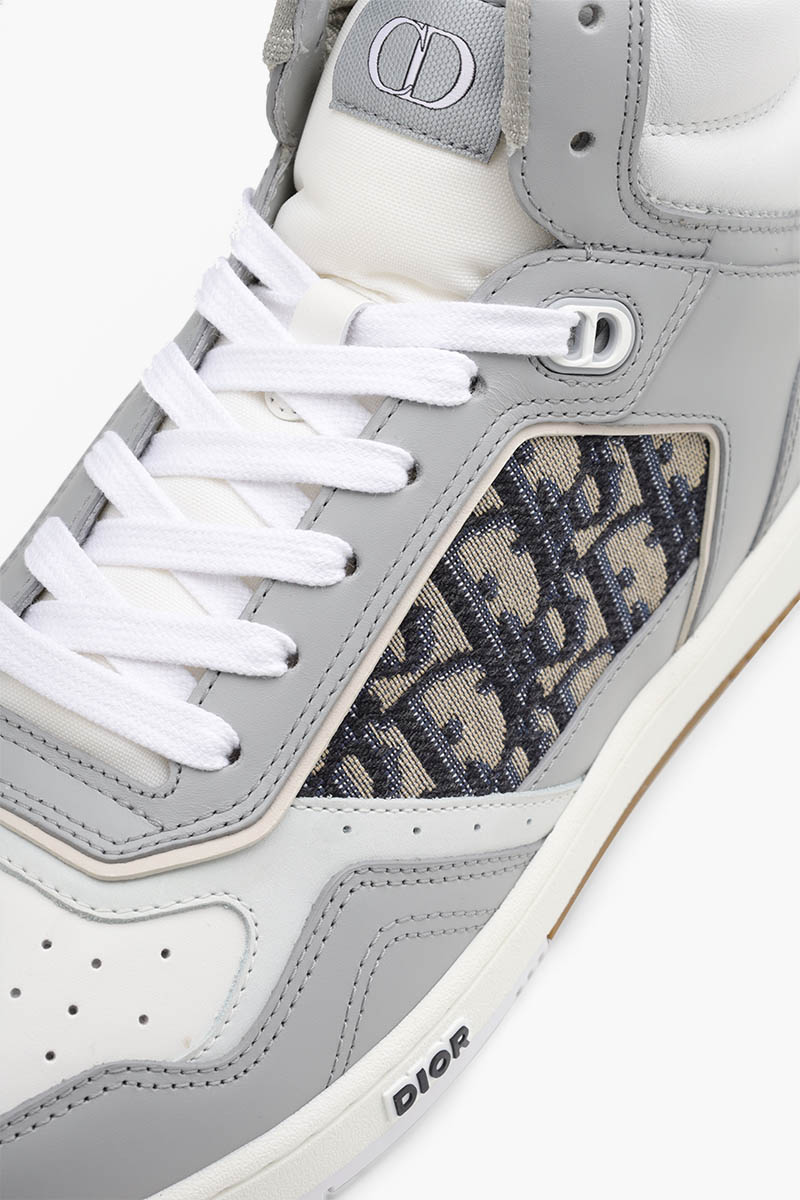 CHRISTIAN DIOR B27 Oblique High Top Sneakers in Gray/White Multicolor 4