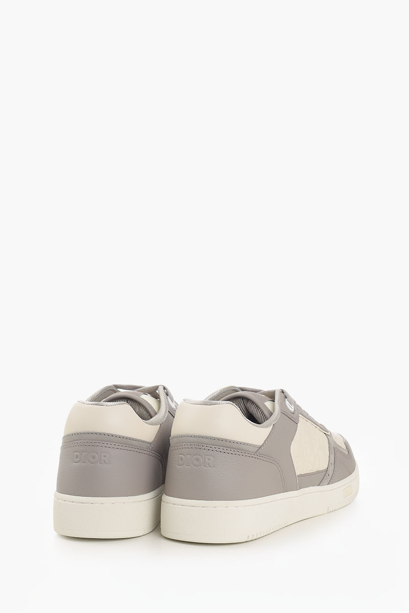 DIOR HOMME Men B27 Low Sneakers in Grey/Cream Grained Calfskin 1