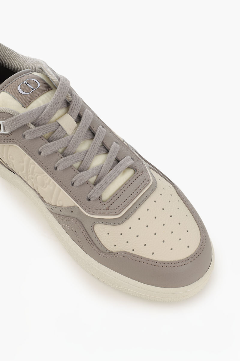 DIOR HOMME Men B27 Low Sneakers in Grey/Cream Grained Calfskin 3