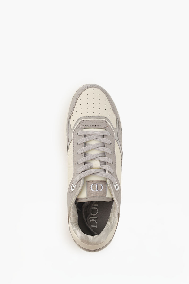 DIOR HOMME Men B27 Low Sneakers in Grey/Cream Grained Calfskin 4