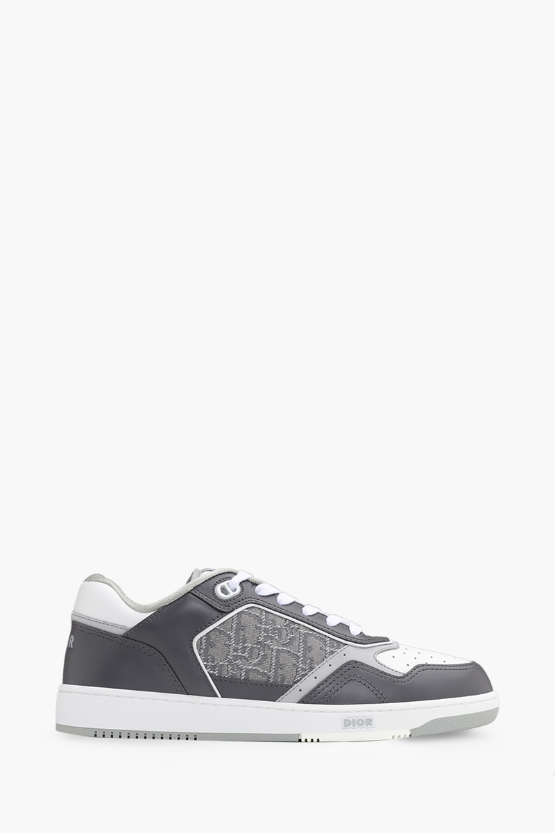 CHRISTIAN DIOR B27 Oblique Low Top Sneakers in Anthracite Gray/White Smooth Calfskin 0