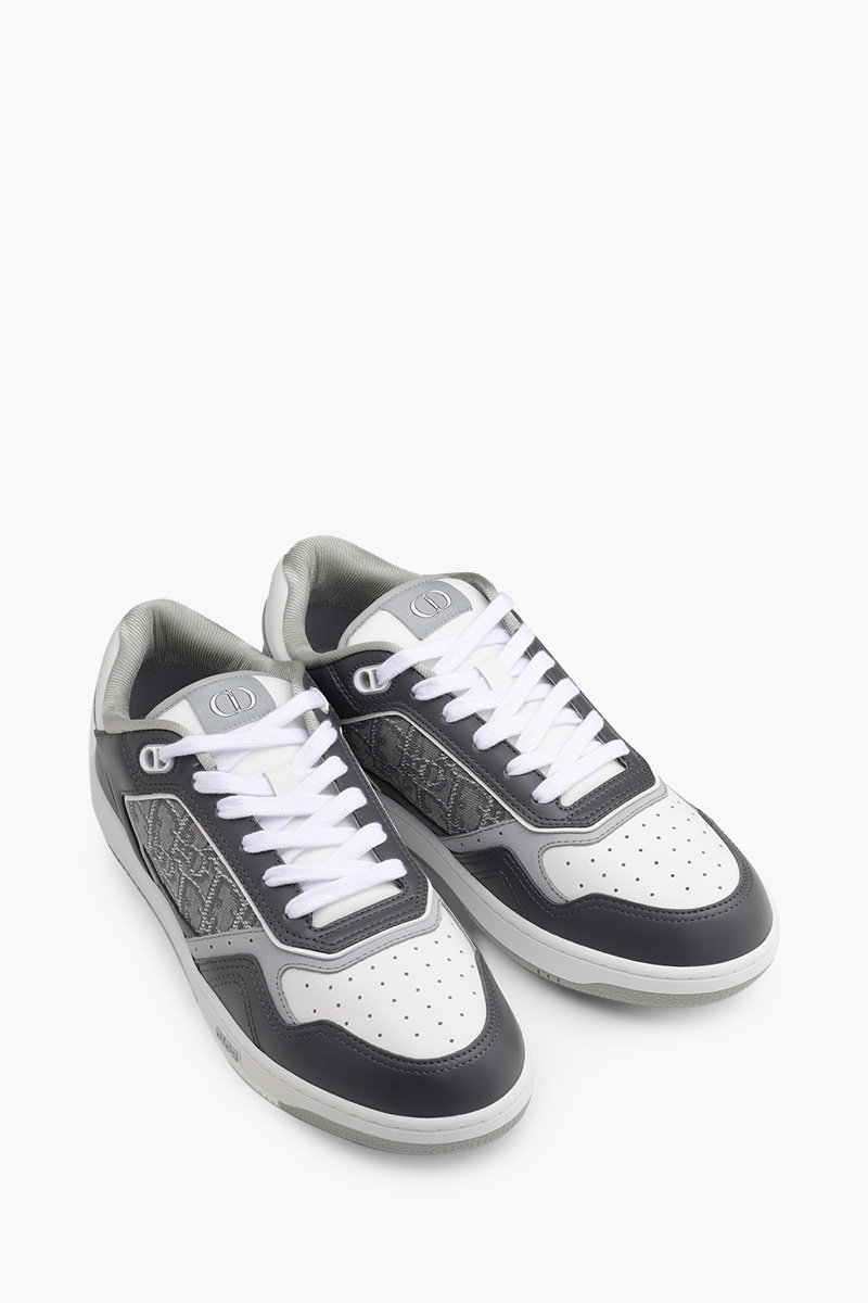 CHRISTIAN DIOR B27 Oblique Low Top Sneakers in Anthracite Gray/White Smooth Calfskin 1