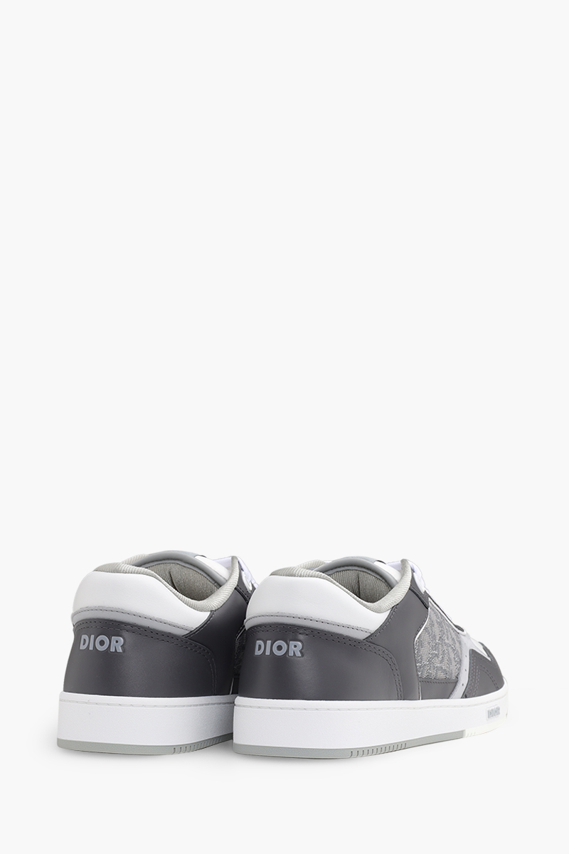 CHRISTIAN DIOR B27 Oblique Low Top Sneakers in Anthracite Gray/White Smooth Calfskin 2