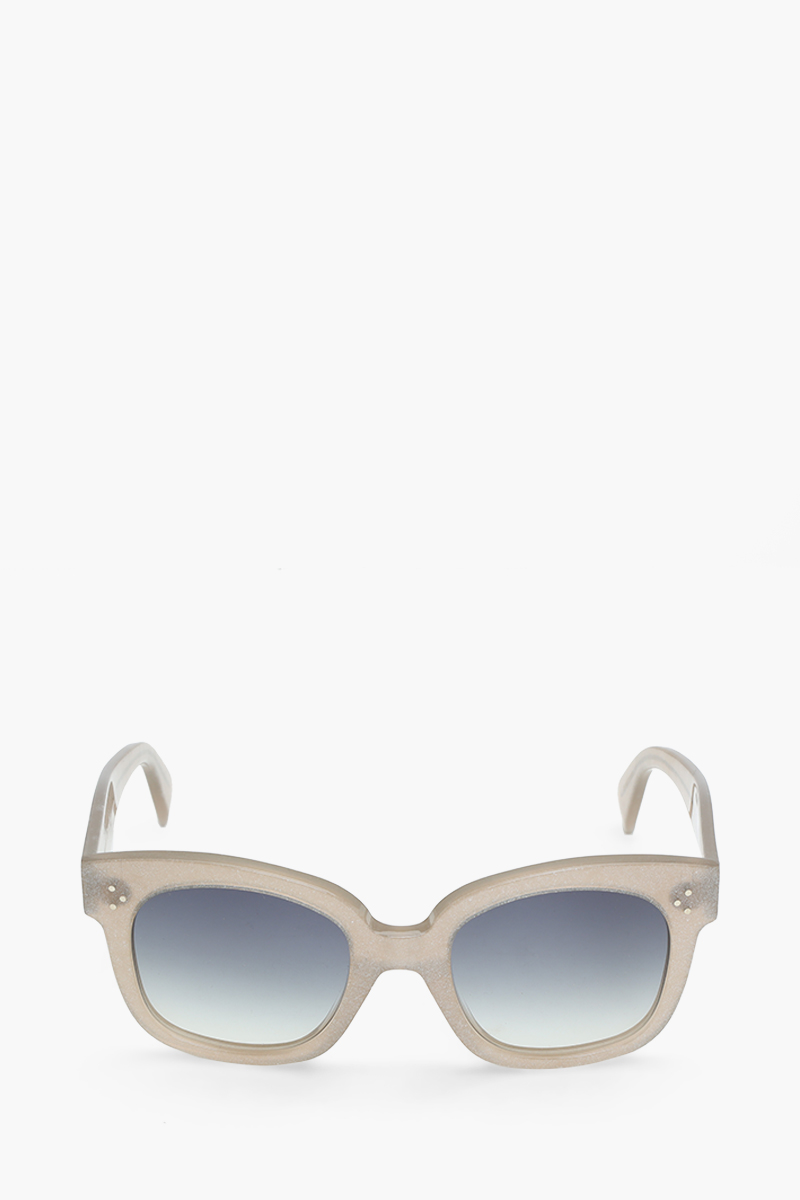 CELINE Square Bold 3 Dots Sunglasses in Shiny Milky Grey/Smoke Acetate with Silver Gliter 0