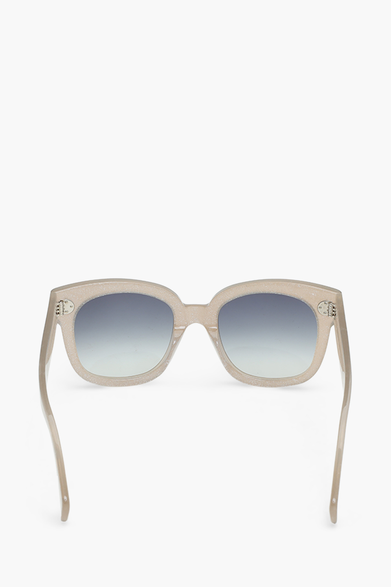 CELINE Square Bold 3 Dots Sunglasses in Shiny Milky Grey/Smoke Acetate with Silver Gliter 1