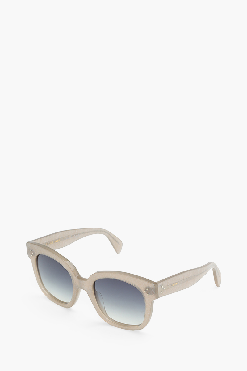 CELINE Square Bold 3 Dots Sunglasses in Shiny Milky Grey/Smoke Acetate with Silver Gliter 2