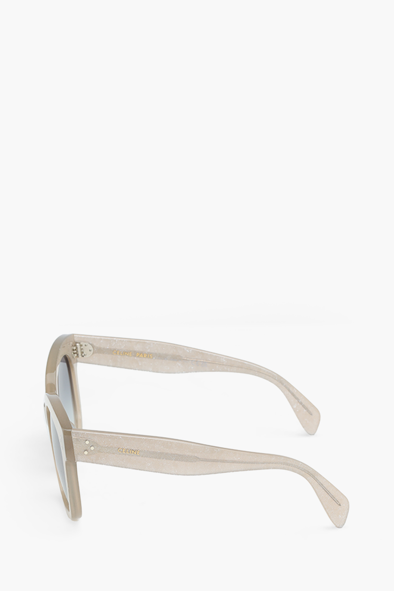 CELINE Square Bold 3 Dots Sunglasses in Shiny Milky Grey/Smoke Acetate with Silver Gliter 3