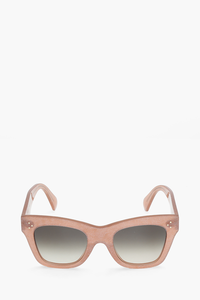 CELINE Square Bold 3 Dots Sunglasses in Shiny Milky Pink/Brown Acetate with Silver Gliter 0