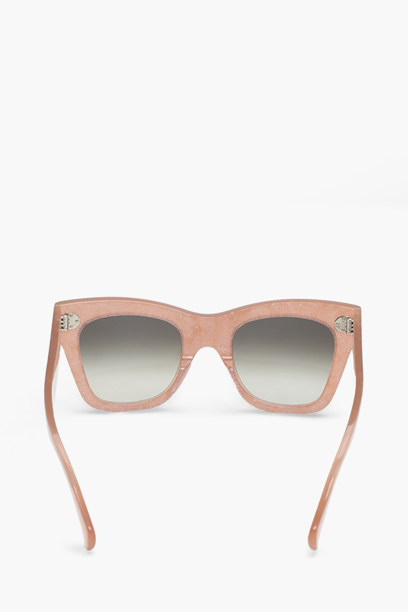 CELINE Square Bold 3 Dots Sunglasses in Shiny Milky Pink/Brown Acetate with Silver Gliter 1