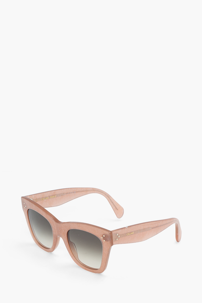 CELINE Square Bold 3 Dots Sunglasses in Shiny Milky Pink/Brown Acetate with Silver Gliter 2