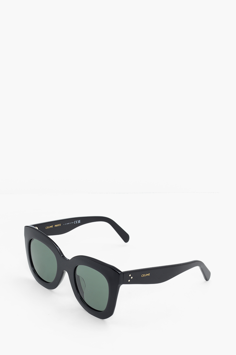 CELINE Oversized Bold 3 Dots Sunglasses in Shiny Black/Green Acetate 2