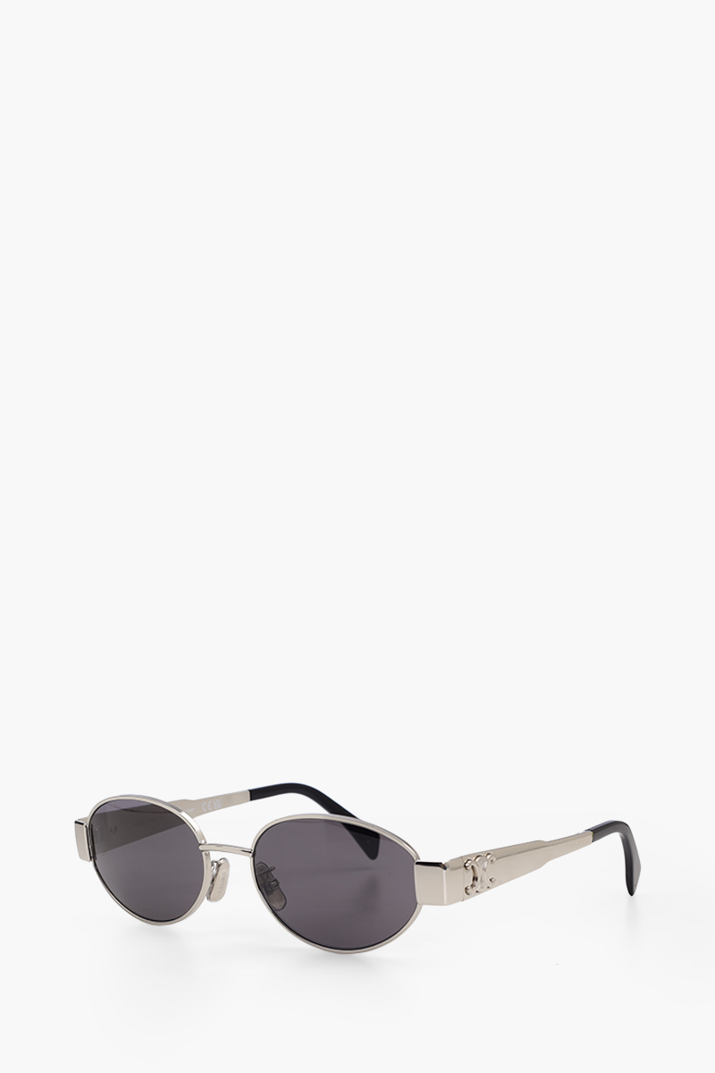 CELINE Oval Triomphe Metal 01 Sunglasses in Silver 2