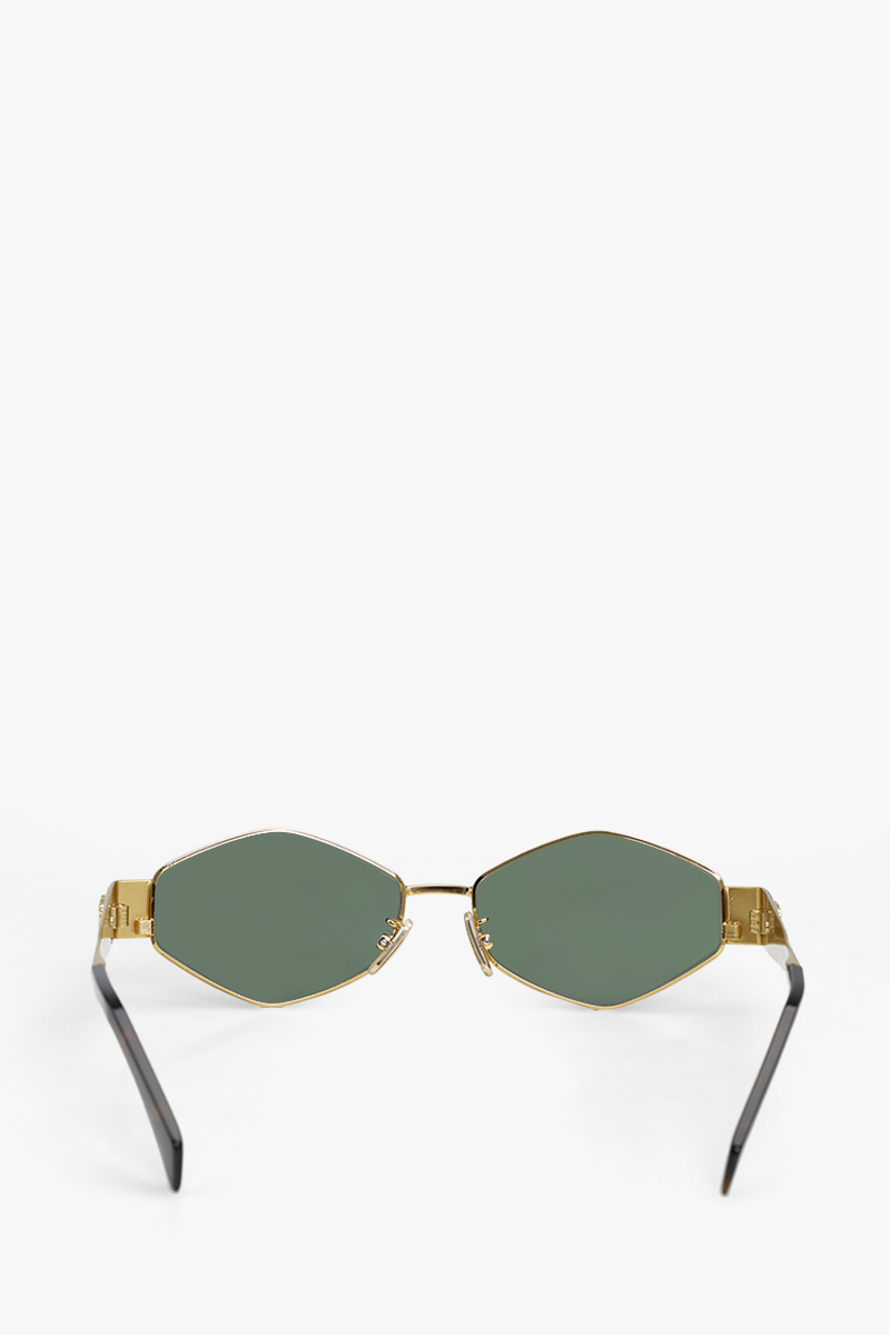 CELINE Geometric Triomphe Metal 02 Sunglasses in Gold/Green 1