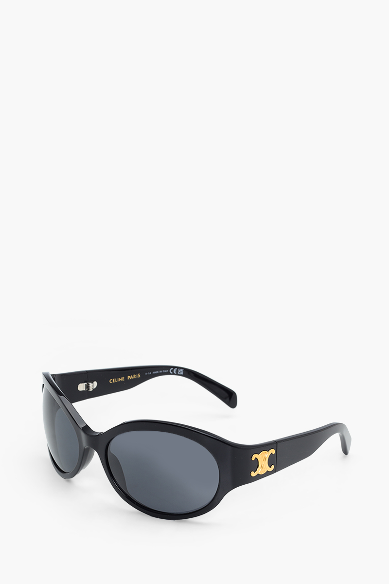 CELINE Triomphe Oval Sunglasses in Black/Grey Acetate 2