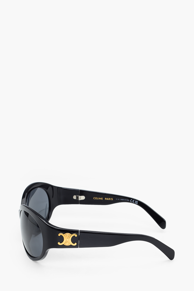 CELINE Triomphe Oval Sunglasses in Black/Grey Acetate 3