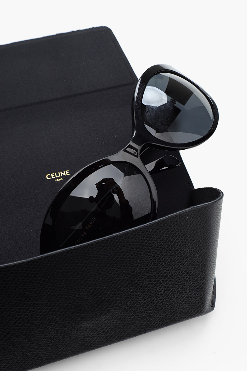 CELINE Triomphe Oval Sunglasses in Black/Grey Acetate 4