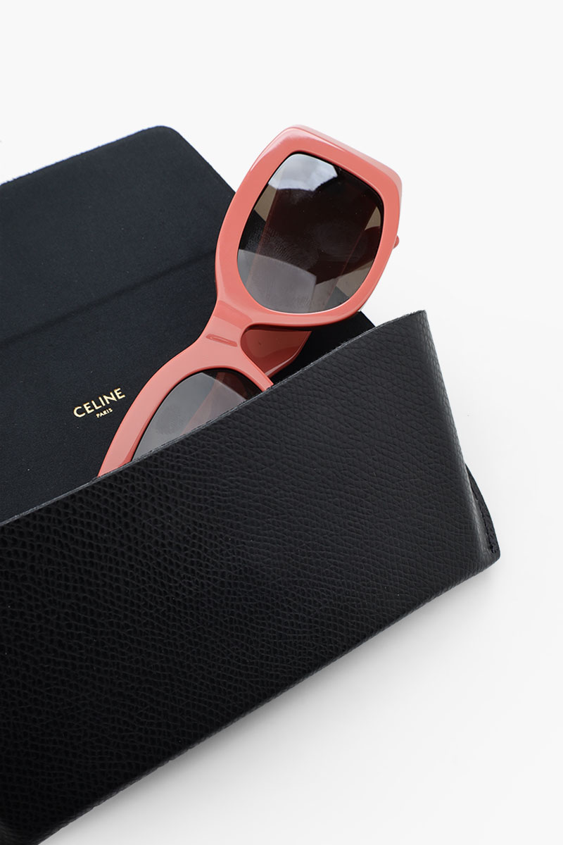 CELINE Triomphe Xl Sunglasses in Shiny Pink/Brown Acetate 4