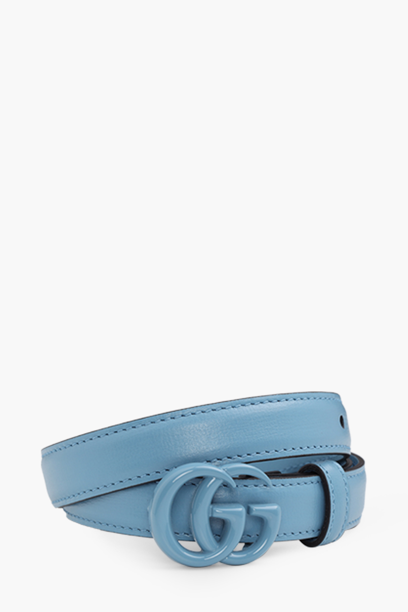 GUCCI GG Marmont Belt 2cm in All Pale Blue Leather 1