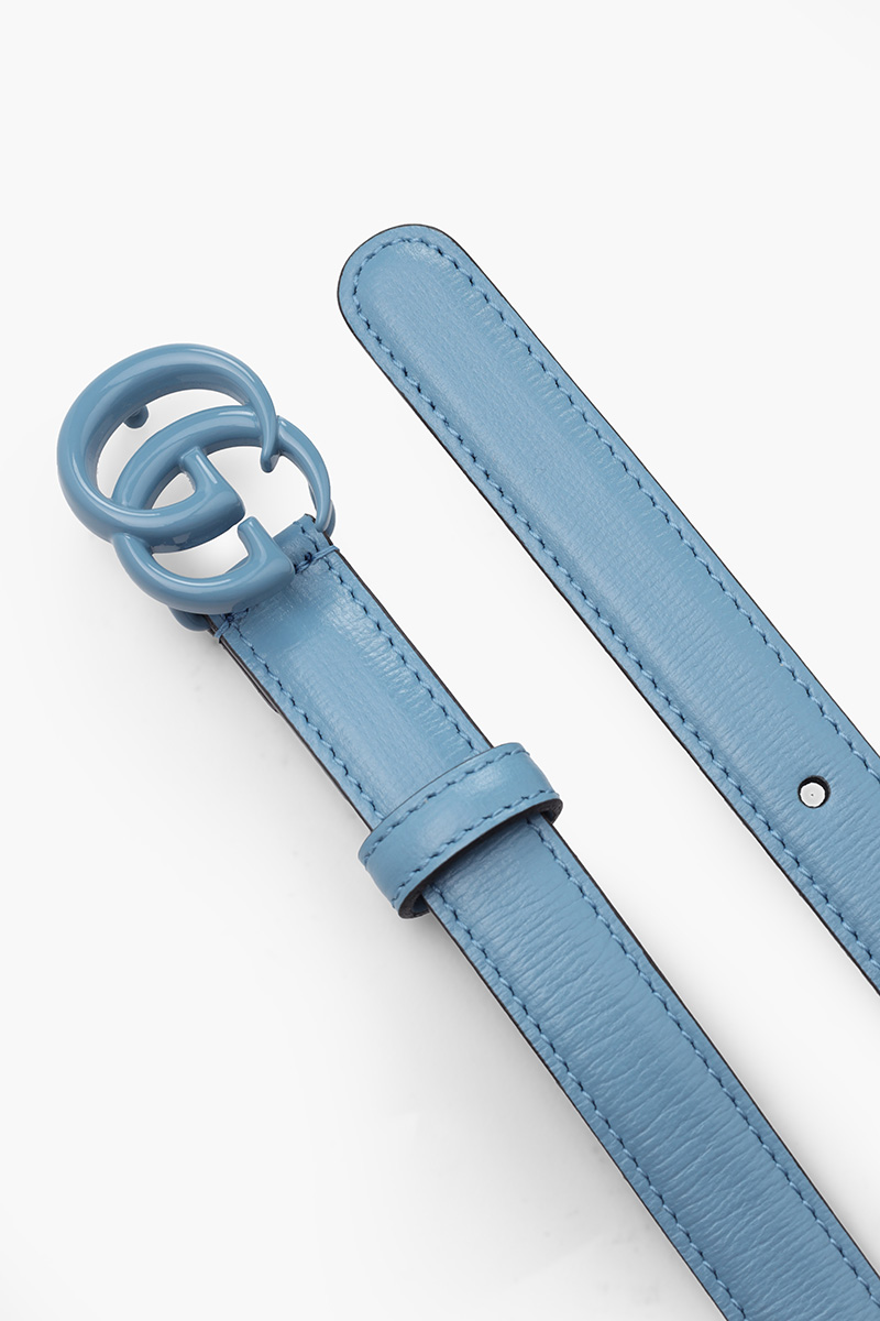 GUCCI GG Marmont Belt 2cm in All Pale Blue Leather 2