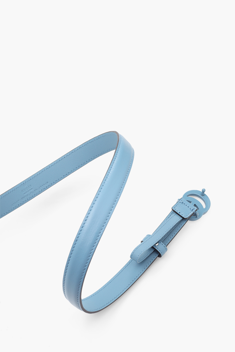 GUCCI GG Marmont Belt 2cm in All Pale Blue Leather 3