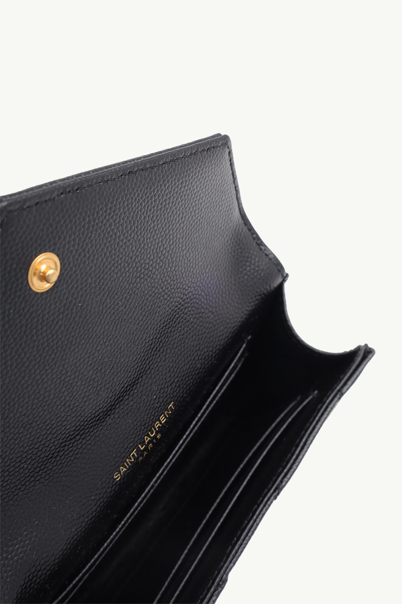 SAINT LAURENT Small Envelope Wallet in Black Caviar Leather GHW  3