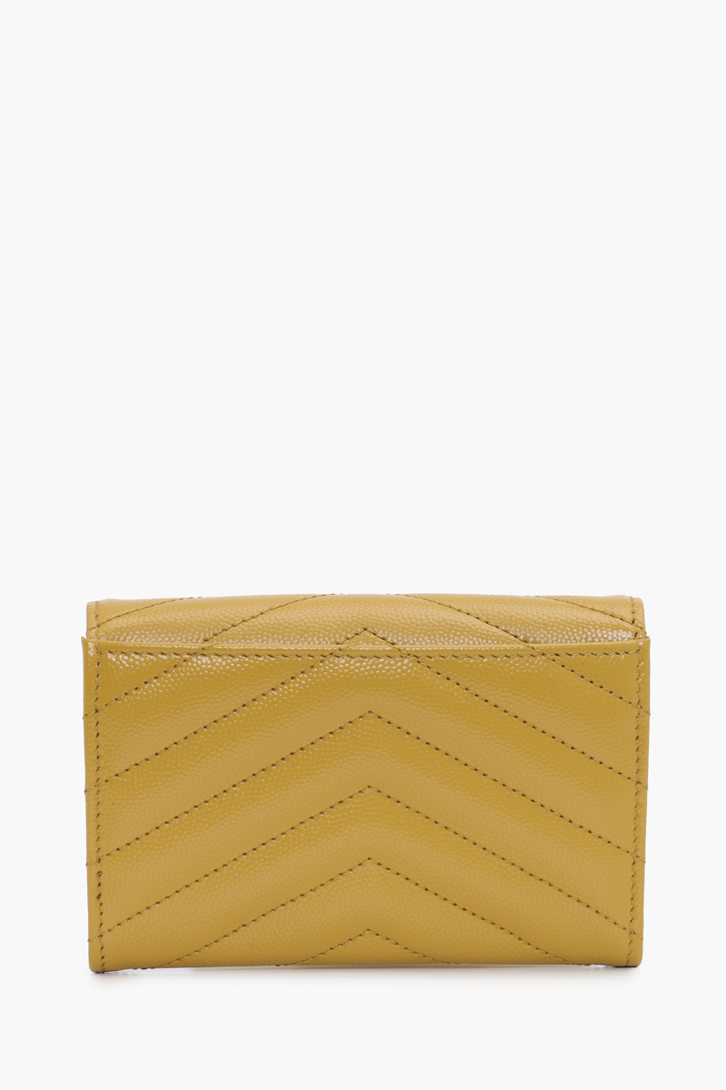 SAINT LAURENT Small Envelope Wallet in Chartreuse Yellow Caviar Leather GHW  1