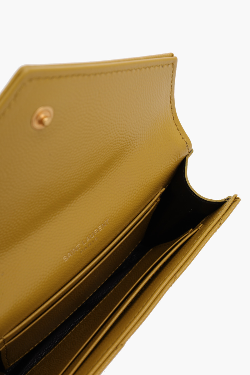 SAINT LAURENT Small Envelope Wallet in Chartreuse Yellow Caviar Leather GHW  3