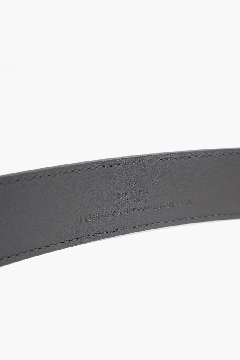 GUCCI Men GG Marmont Thin Belt 3cm in Black Leather RHW 3
