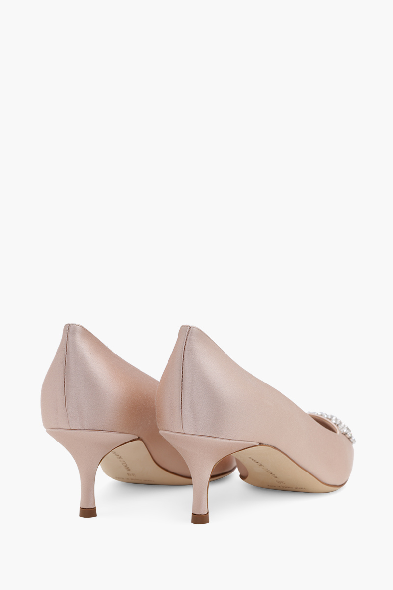 MANOLO BLAHNIK Bottara Pumps 5cm in Dark Nude Satin with White Crystal 2