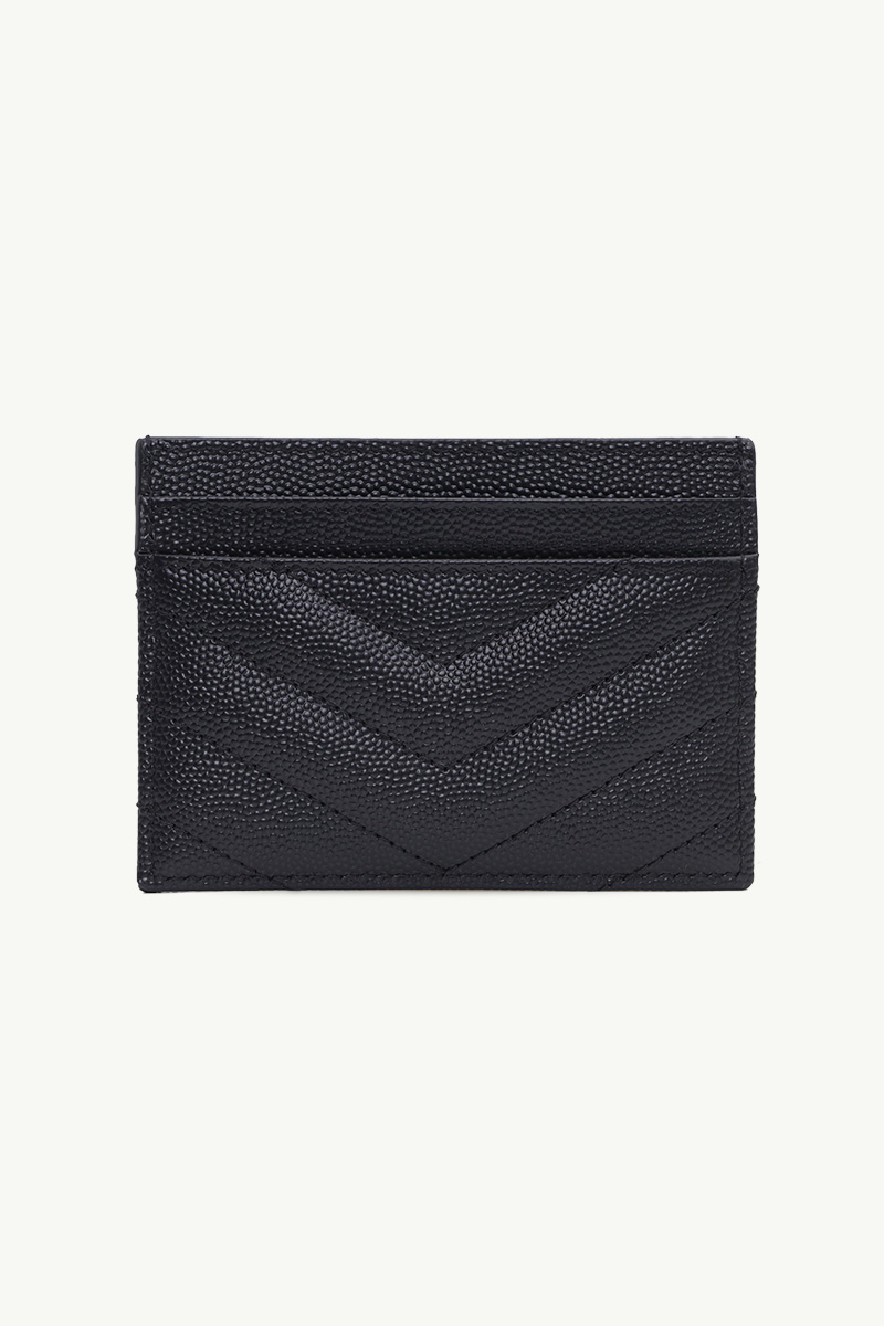 SAINT LAURENT Monogramme Card Case in Black Caviar Leather GHW 1
