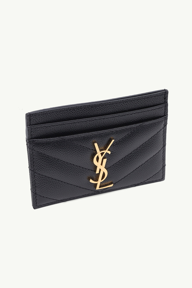 SAINT LAURENT Monogramme Card Case in Black Caviar Leather GHW 2