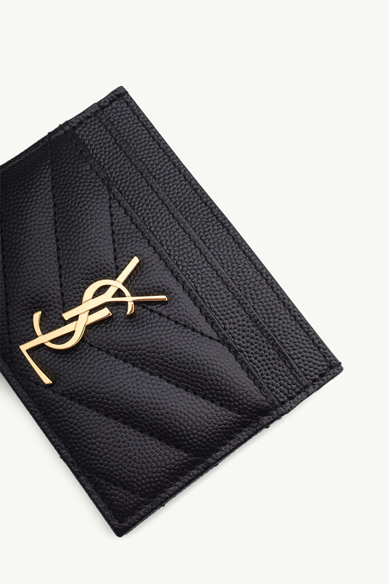 SAINT LAURENT Monogramme Card Case in Black Caviar Leather GHW 3