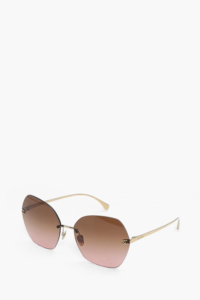 CHANEL CC Square Sunglasses in Gold/Brown Titanium 0