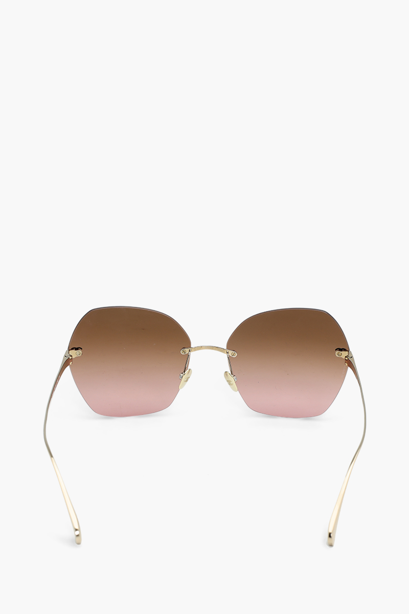 CHANEL CC Square Sunglasses in Gold/Brown Titanium 2