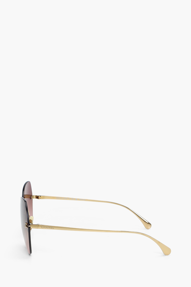 CHANEL CC Square Sunglasses in Gold/Brown Titanium 3