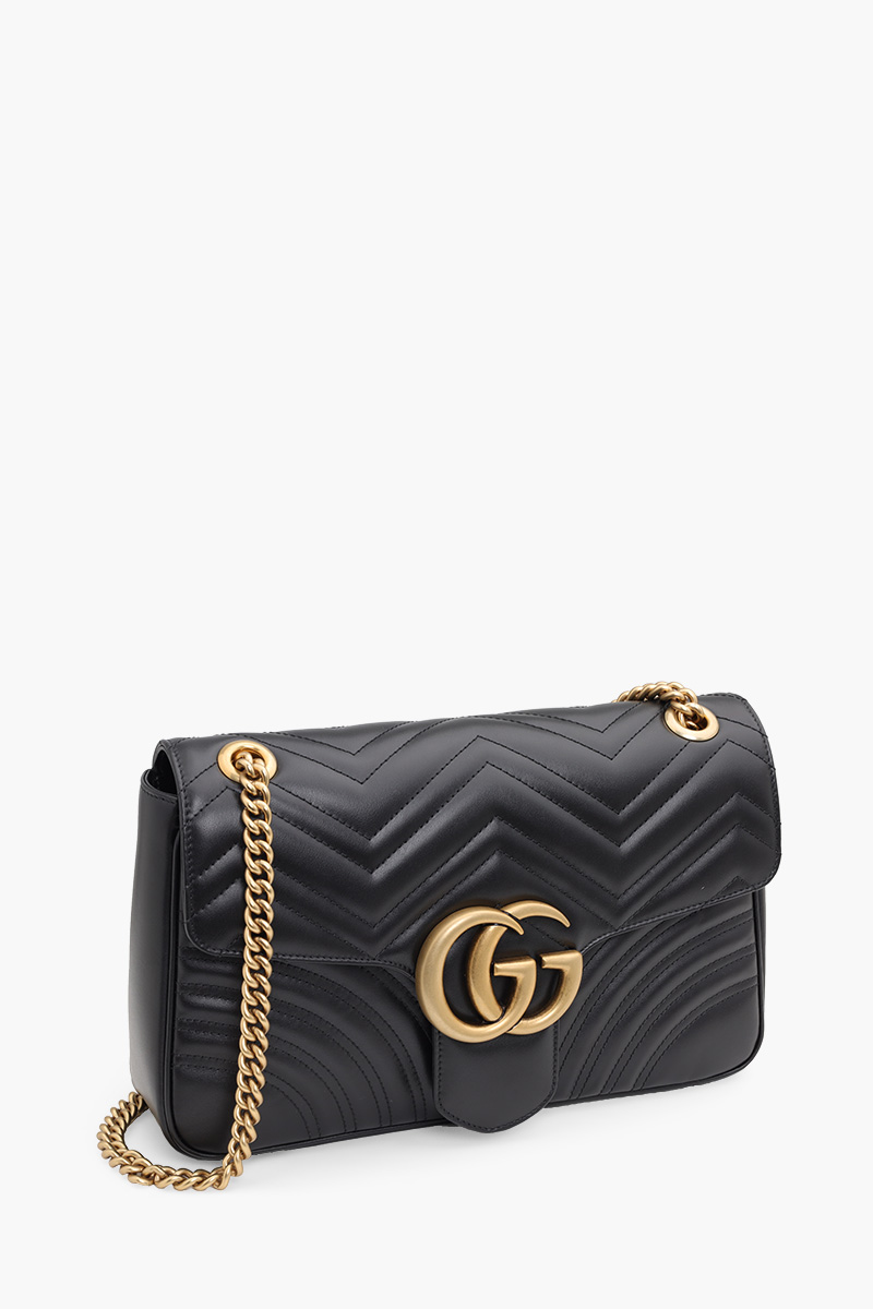 GUCCI Medium GG Marmont Shoulder Bag in Black GHW 2