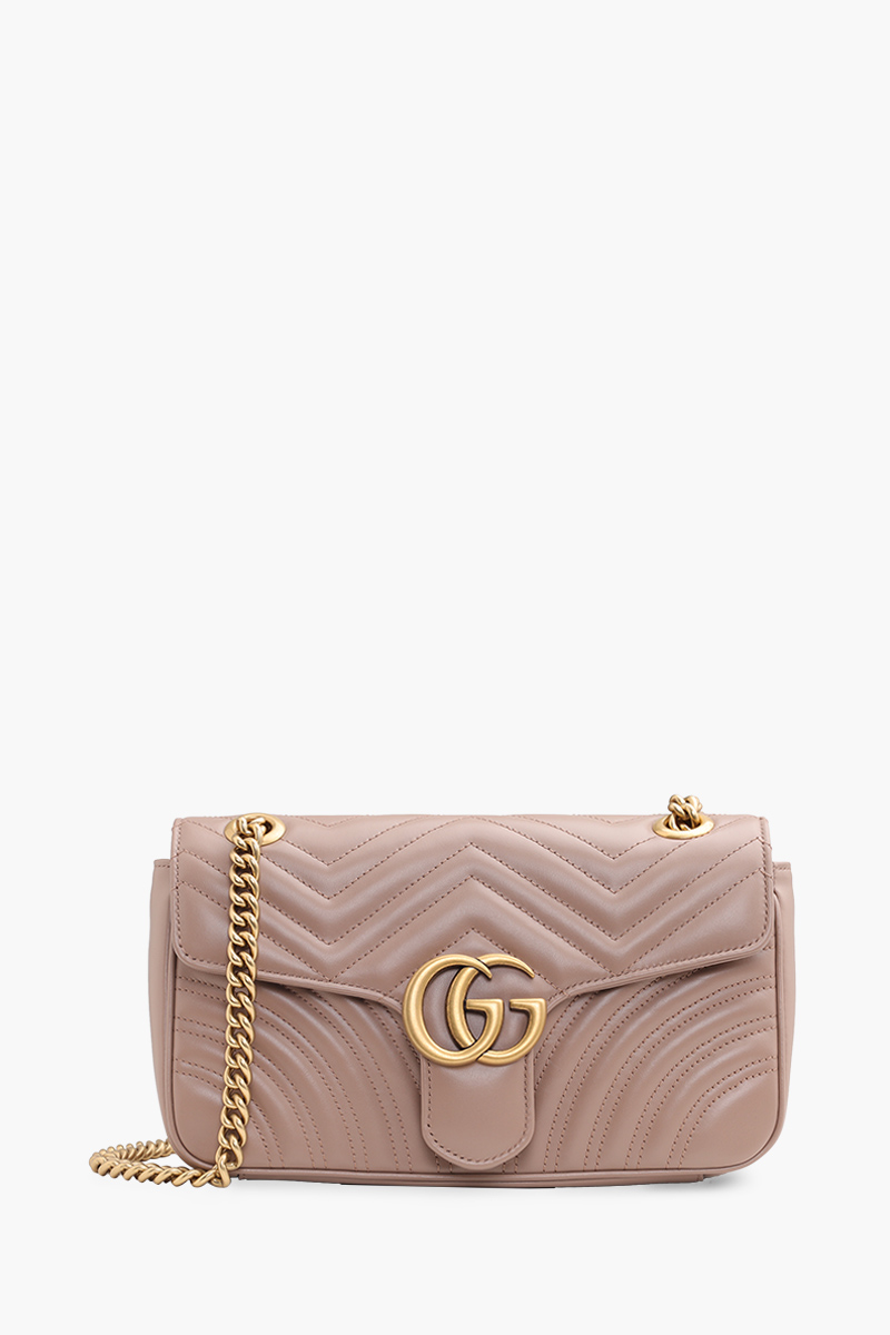 GUCCI Small GG Marmont Flap Shoulder Bag in Nude GHW 0