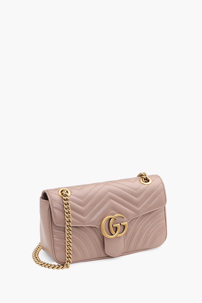 GUCCI Small GG Marmont Flap Shoulder Bag in Nude GHW 2