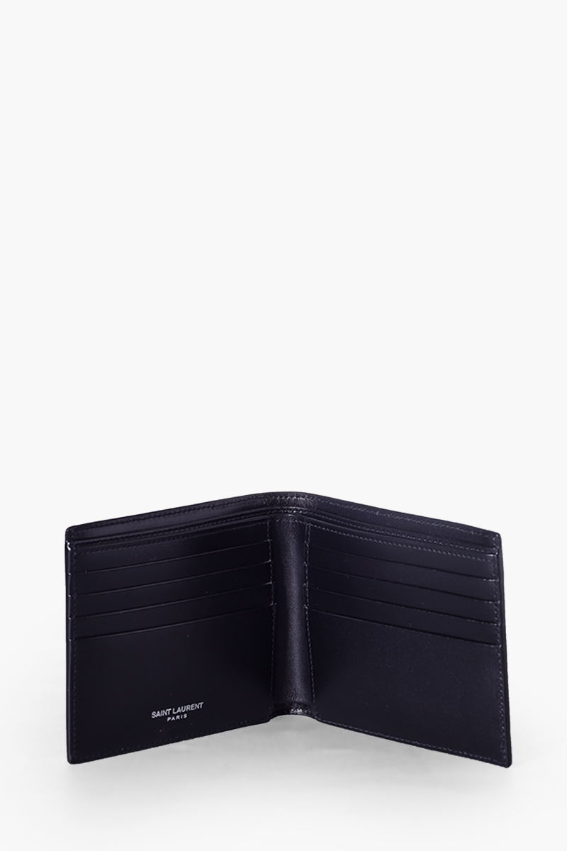 SAINT LAURENT Cassandre East/West Single Fold Wallet in Black Calfskin Leather SHW 3