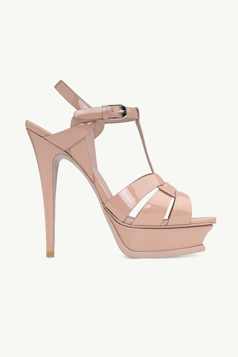 SAINT LAURENT Tribute 14cm in Nude Poudre Patent 0