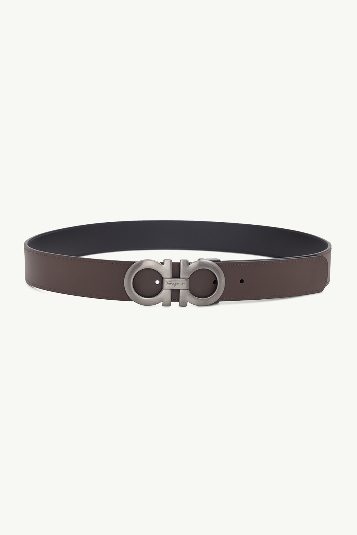 SALVATORE FERRAGAMO Men Reversible Gancini Belt 3.5cm in Black/Dark Brown Calfskin RHW 1