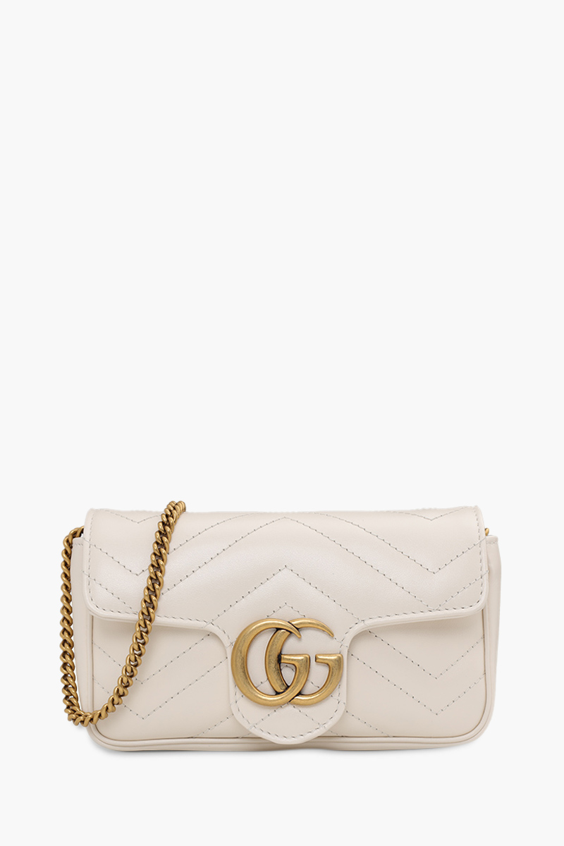 GUCCI Super Mini GG Marmont Shoulder Bag in White GHW 0