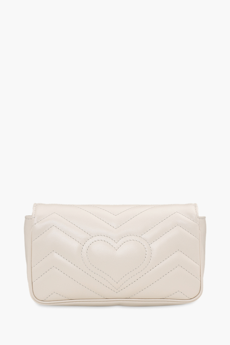 GUCCI Super Mini GG Marmont Shoulder Bag in White GHW 1
