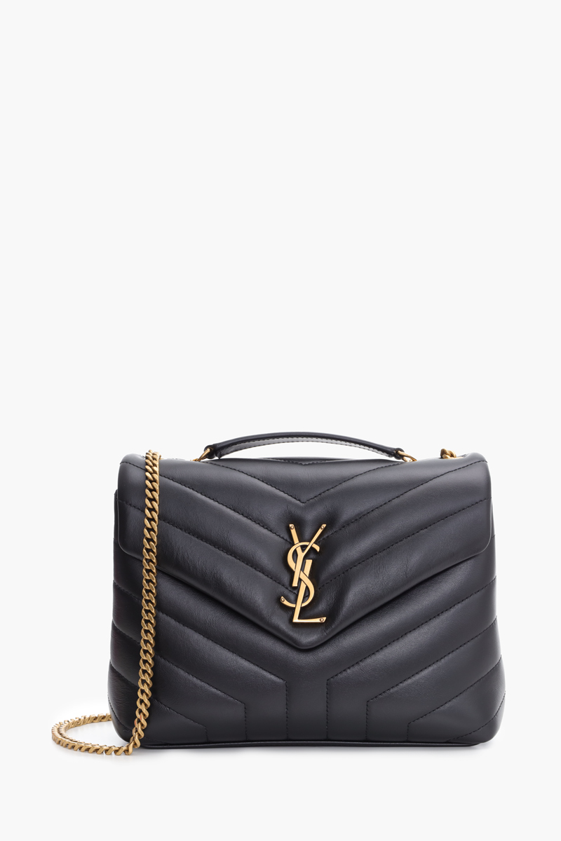 SAINT LAURENT Small Loulou Shoulder Bag in Black Quilted Leather GHW 0