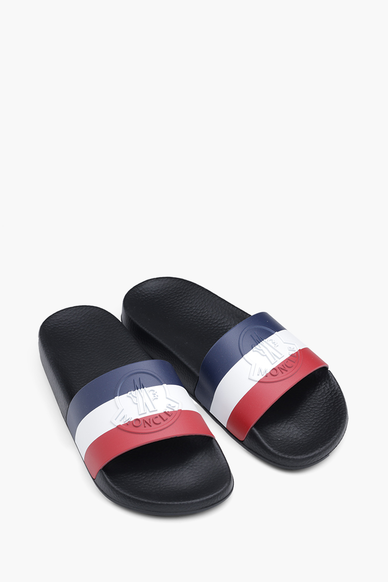 MONCLER Women Basile Logo Embossed Slides in Black 1