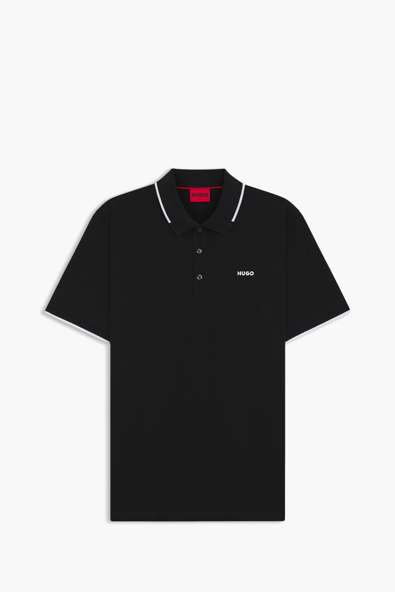 HUGO BOSS Men Dinoso222 Polo Shirt in Black/White 0
