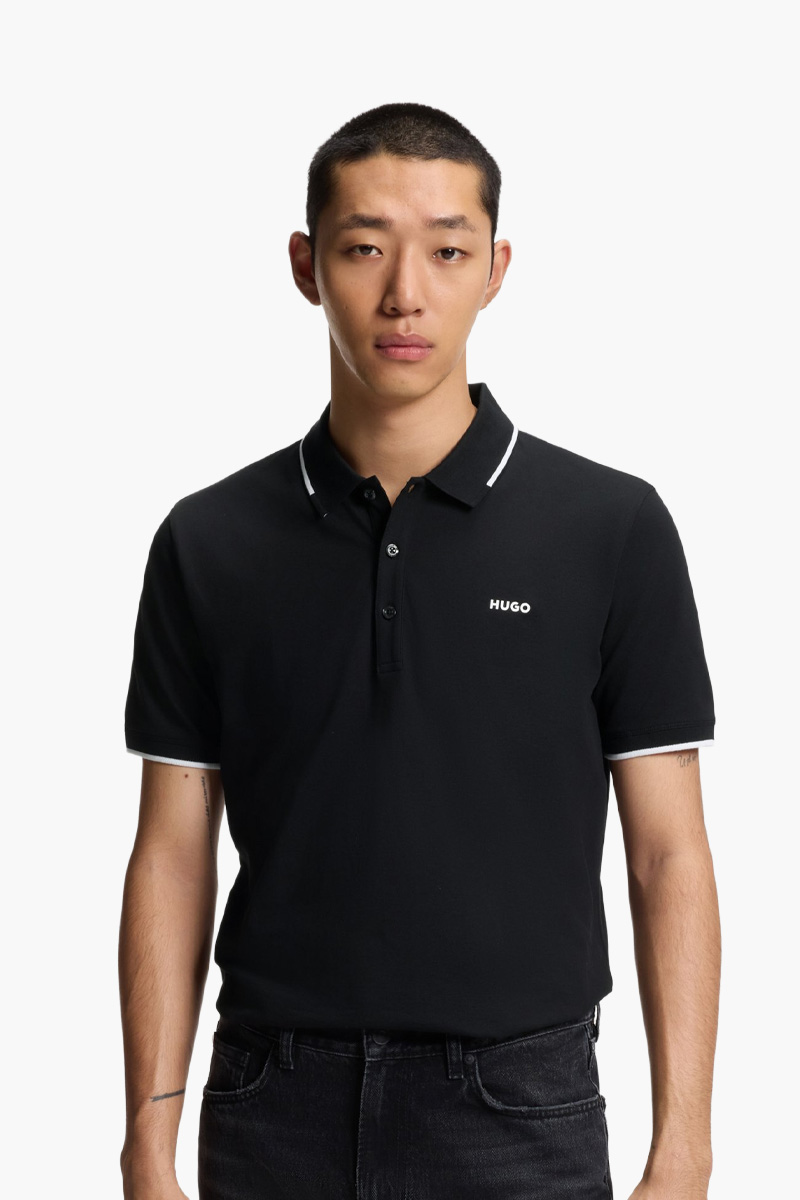 HUGO BOSS Men Dinoso222 Polo Shirt in Black/White 1