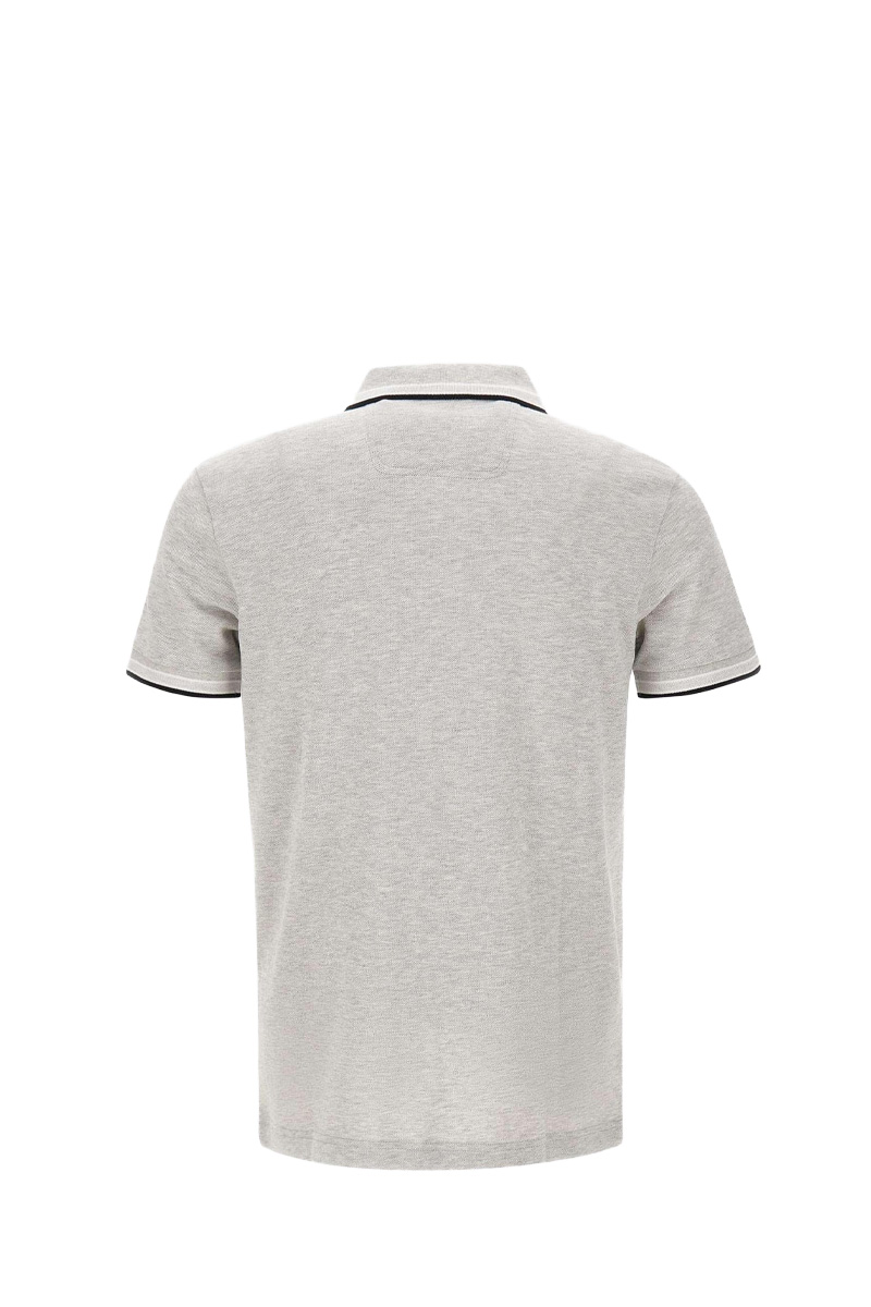 HUGO BOSS Men Paddy Organic-Cotton Regular Fit Polo Shirt in Silver Grey/Black with Contrast Logo Details 1
